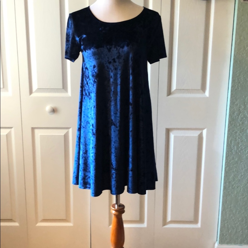 Velvet blue slip on mini dress